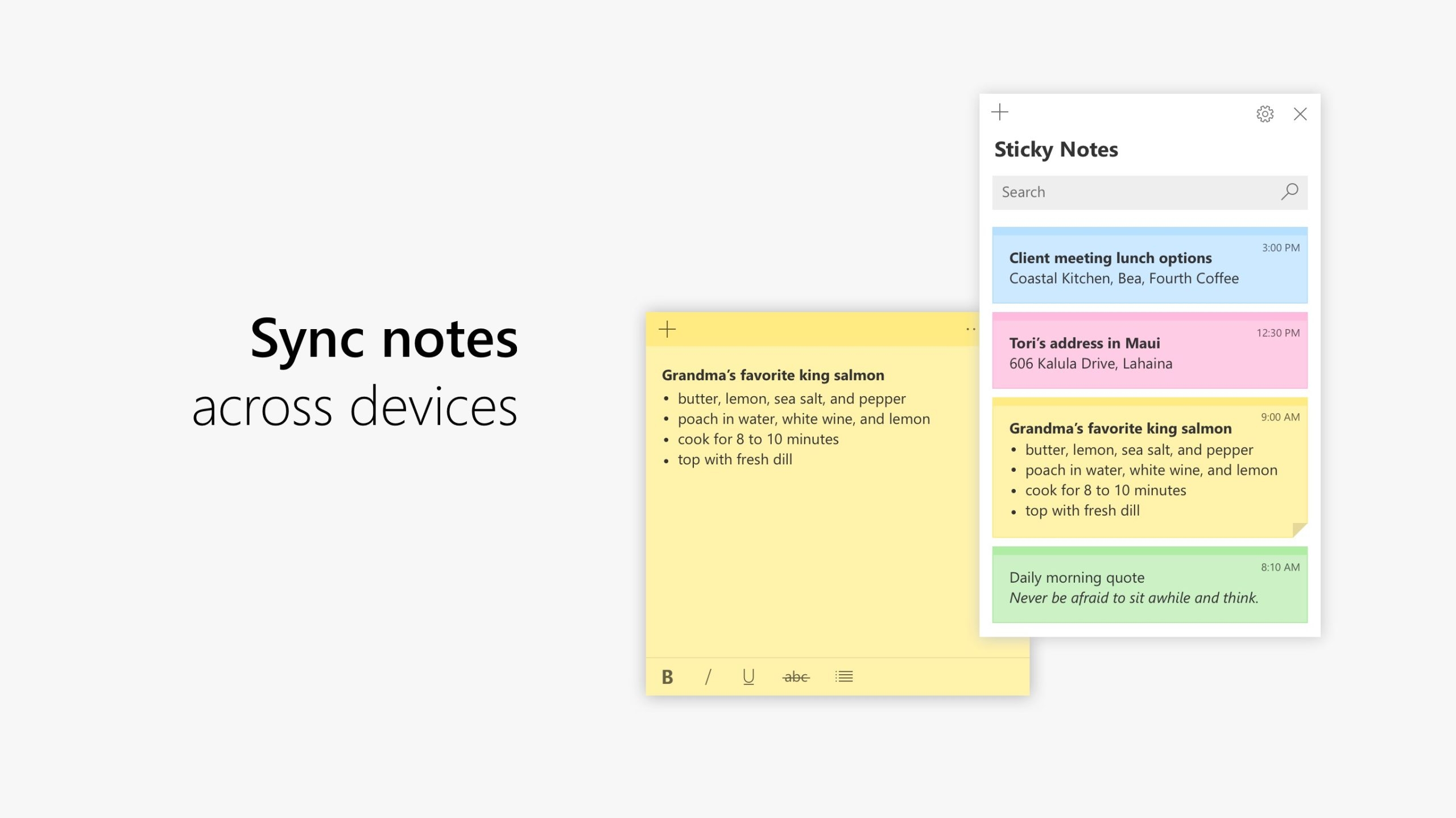 Microsoft Sticky Notes screenshot 2